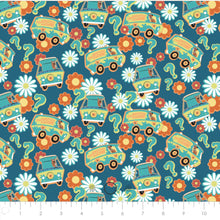 Load image into Gallery viewer, Scooby-Doo School Spirit Collection - SD Mystery Solving - Blue Fabric - 1/2 Meter - Cotton Fabric
