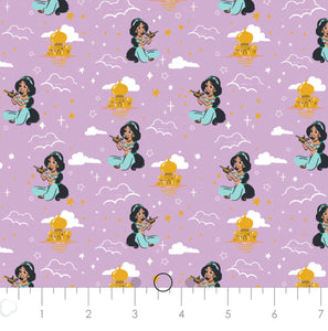 Disney Heart of a Princess Collection - Princess Jasmine - Lavender Fabric - 1/2 Meter - Cotton Fabric