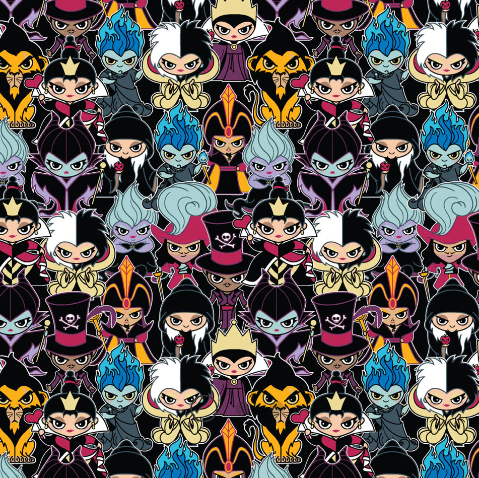 Disney Villains Kawaii Collection - Cute Villain Stack - Multi Fabric - 1/2 Meter - Cotton Fabric