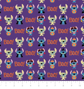 Character Halloween IV - Stitch Boo - Purple Fabric - 1/2 Meter - Cotton Fabric