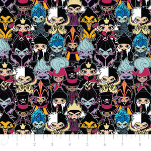 Disney Villains Kawaii Collection - Cute Villain Stack - Multi Fabric - 1/2 Meter - Cotton Fabric