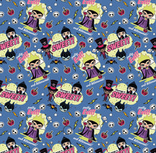 Load image into Gallery viewer, Disney Villains Kawaii Collection - Pretty Evil - Blue Fabric - 1/2 Meter - Cotton Fabric
