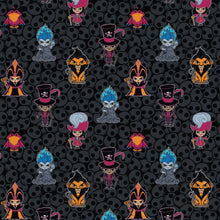 Load image into Gallery viewer, Disney Villains Kawaii Collection - Bad Guys - Black Fabric - 1/2 Meter - Cotton Fabric
