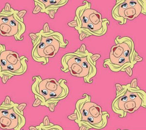 The Muppets Miss Piggy Pink Fabric - 1/2 Meter - Cotton Fabric