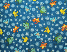 Load image into Gallery viewer, Holiday Pokemon Blue - Robert Kaufman - 1/2 Meter - Cotton Fabric
