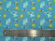 Load image into Gallery viewer, Disney Pixar Monsters Inc Collection -  Top Scarers - Blue Fabric - 1/2 Meter - Cotton Fabric
