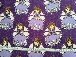 Princess Sophia Purple Flannel Fabric - 1/2 Meter