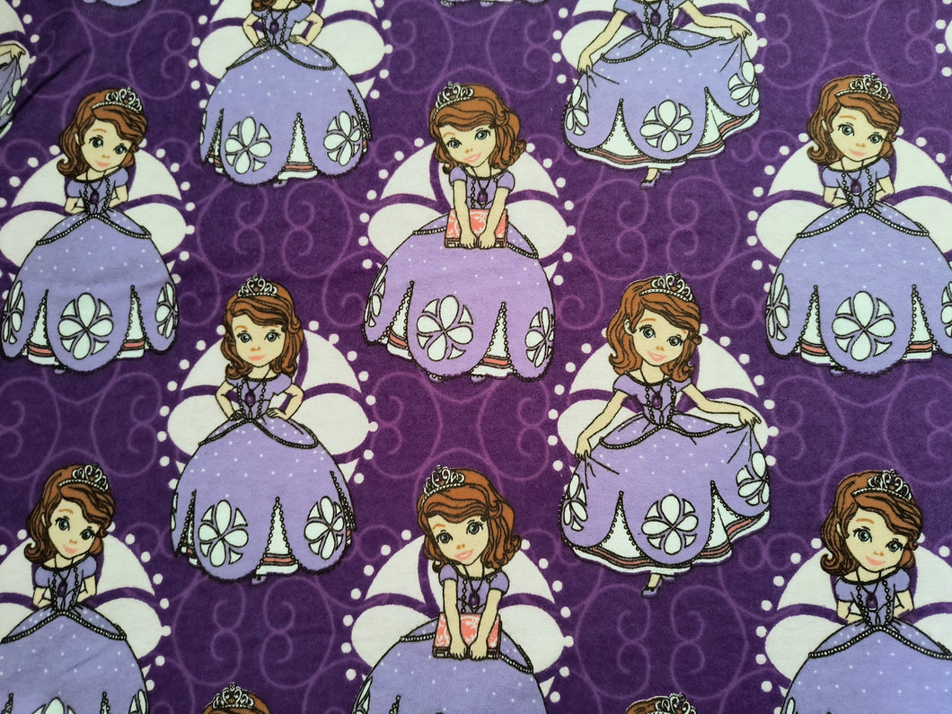 Princess Sophia Purple Flannel Fabric - 1/2 Meter