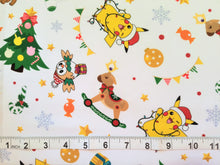 Load image into Gallery viewer, Holiday Pokemon White - Robert Kaufman - 1/2 Meter - Cotton Fabric
