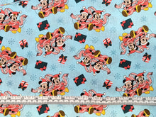 Load image into Gallery viewer, Mickey Happy Holidays - Lignt Blue Fabric - 1/2 Meter - Cotton Fabric
