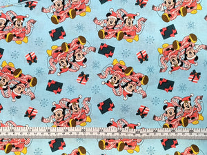 Mickey Happy Holidays - Lignt Blue Fabric - 1/2 Meter - Cotton Fabric