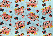 Load image into Gallery viewer, Mickey Happy Holidays - Lignt Blue Fabric - 1/2 Meter - Cotton Fabric
