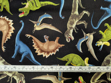 Load image into Gallery viewer, Dinosaurs Black Fabric - 1/2 Meter - Cotton Fabric
