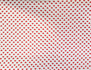 Hearts - White/Red Fabric - 1/2 Meter - Cotton Fabric