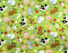 Load image into Gallery viewer, Farm Friends - Green Fabric - 1/2 Meter - Cotton Fabric
