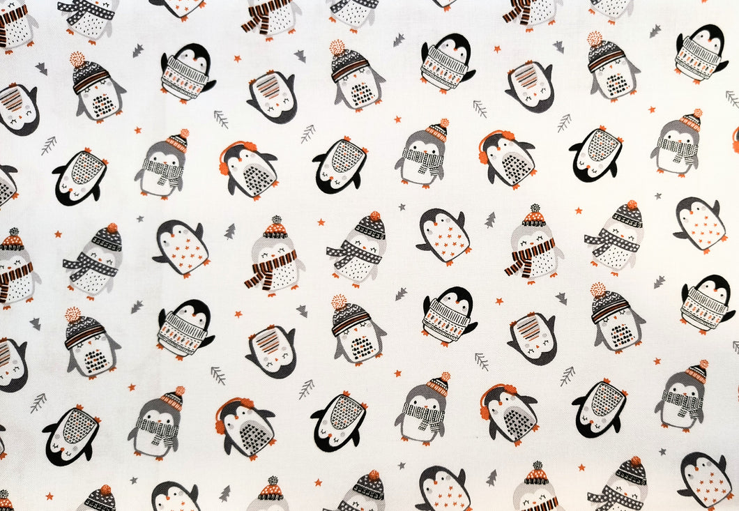 Cozy Penguins Toss Fabric - 1/2 Meter - Cotton Fabric