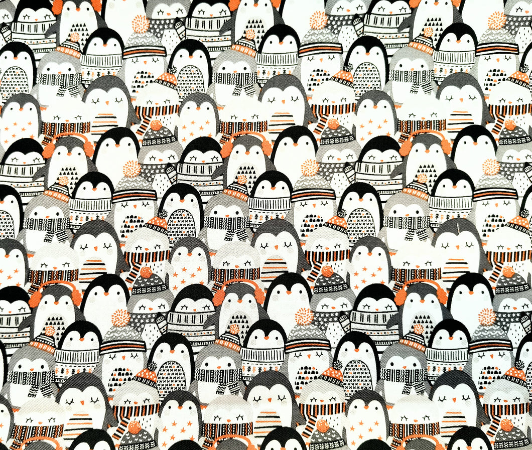 Cozy Penguins Stack Fabric - 1/2 Meter - Cotton Fabric