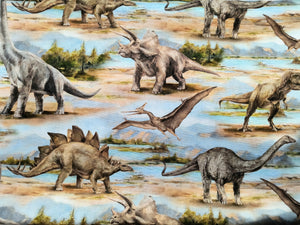 Dinosaurs Multi Fabric - 1/2 Meter - Cotton Fabric