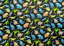 Load image into Gallery viewer, Mini Dino Black Fabric - 1/2 Meter - Cotton Fabric
