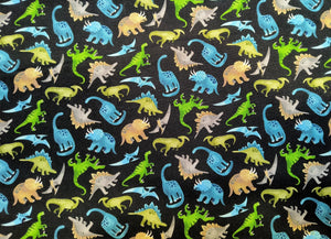 Mini Dino Black Fabric - 1/2 Meter - Cotton Fabric