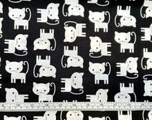 Load image into Gallery viewer, Cats - Black Fabric - 1/2 Meter - Cotton Fabric
