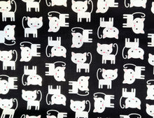 Load image into Gallery viewer, Cats - Black Fabric - 1/2 Meter - Cotton Fabric
