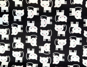 Cats - Black Fabric - 1/2 Meter - Cotton Fabric