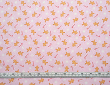 Load image into Gallery viewer, Gingerbread and Candy Cane Lignt Pink Fabric - 1/2 Meter - Cotton Fabric

