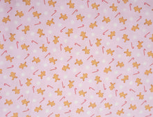 Load image into Gallery viewer, Gingerbread and Candy Cane Lignt Pink Fabric - 1/2 Meter - Cotton Fabric
