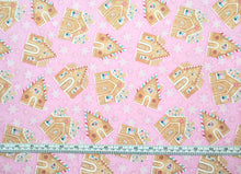 Load image into Gallery viewer, Gingerbread House Lignt Pink Fabric - 1/2 Meter - Cotton Fabric

