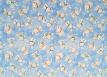 Load image into Gallery viewer, Bunnies in Scarves Lignt Blue Fabric - 1/2 Meter - Cotton Fabric
