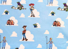 Load image into Gallery viewer, Toy Story Friends Sketch - Light Blue Fabric - 1/2 Meter - Cotton Fabric
