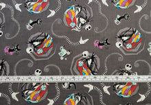 Load image into Gallery viewer, Jack And Sally Vortex 75252 - Gray Fabric - 1/2 Meter - Cotton Fabric
