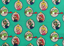 Load image into Gallery viewer, Nintendo Super Mario Badge - Turqoise Fabric - 1/2 Meter - Cotton Fabric
