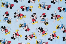 Load image into Gallery viewer, Mickey and Minnie - Light Blue Fabric - 1/2 Meter - Cotton Fabric
