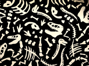 Dino Bones - Timeless Treasures - Black Fabric - 1/2 Meter - Cotton Fabric