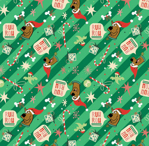 Character Winter Holiday IV Collection - Ruh-Roh Christmas - Green Fabric - 1/2 Meter - Cotton Fabric