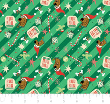 Load image into Gallery viewer, Character Winter Holiday IV Collection - Ruh-Roh Christmas - Green Fabric - 1/2 Meter - Cotton Fabric
