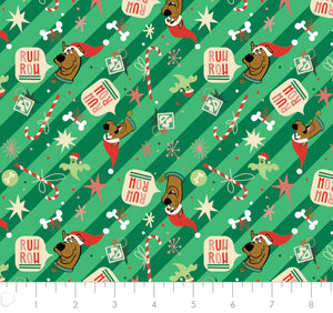 Character Winter Holiday IV Collection - Ruh-Roh Christmas - Green Fabric - 1/2 Meter - Cotton Fabric