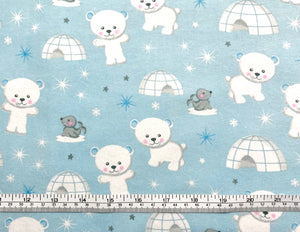 Polar Bears Flannel Fabric - 1/2 Meter