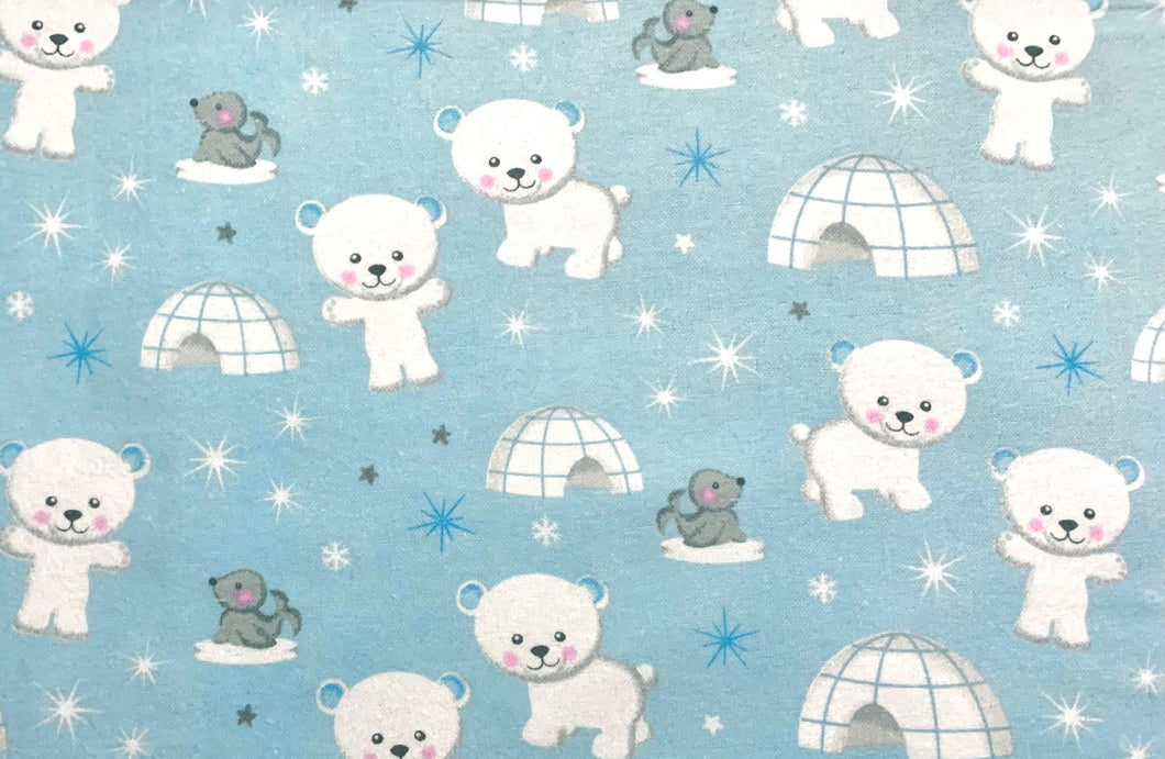 Polar Bears Flannel Fabric - 1/2 Meter