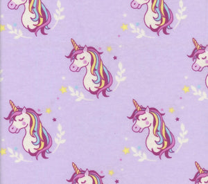 Unicorn Light Purple Flannel Fabric - 1/2 Meter