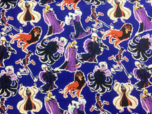 Load image into Gallery viewer, Disney Villains Mayhem Collection - Villain  Cut Out Clooage - Blue Fabric - 1/2 Meter - Cotton Fabric
