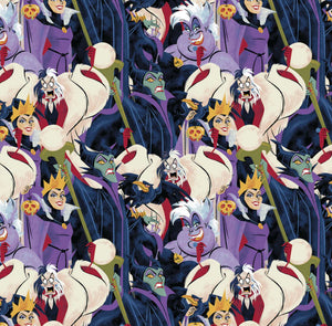 Disney Villains Mayhem Collection - Party  Of Villains - Multi Fabric - 1/2 Meter - Cotton Fabric