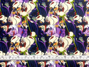 Disney Villains Mayhem Collection - Party  Of Villains - Multi Fabric - 1/2 Meter - Cotton Fabric