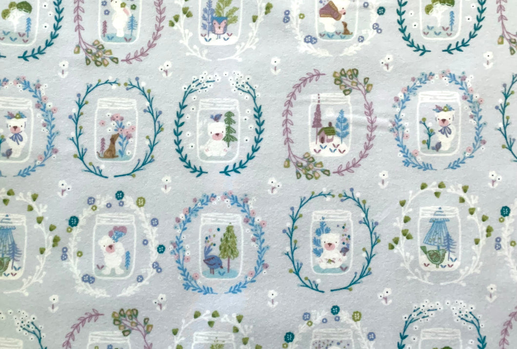 Winter Days Light Blue Flannel Fabric - 1/2 Meter