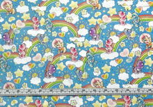 Load image into Gallery viewer, Care Bears - Sketch Art - Rainbows Blue Fabric - 1/2 Meter - Cotton Fabric
