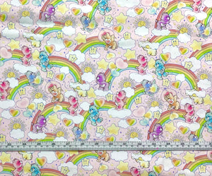 Care Bears - Sketch Art - Rainbows Light Pink Fabric - 1/2 Meter - Cotton Fabric