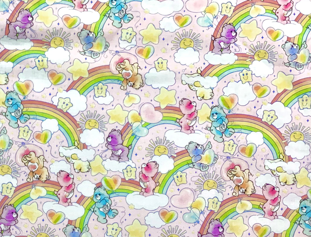 Care Bears - Sketch Art - Rainbows Light Pink Fabric - 1/2 Meter - Cotton Fabric