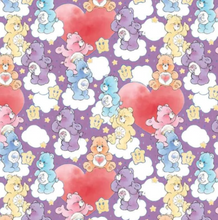 Load image into Gallery viewer, Care Bears - Sketch Art - Care Bears Hearts Purple Fabric - 1/2 Meter - Cotton Fabric
